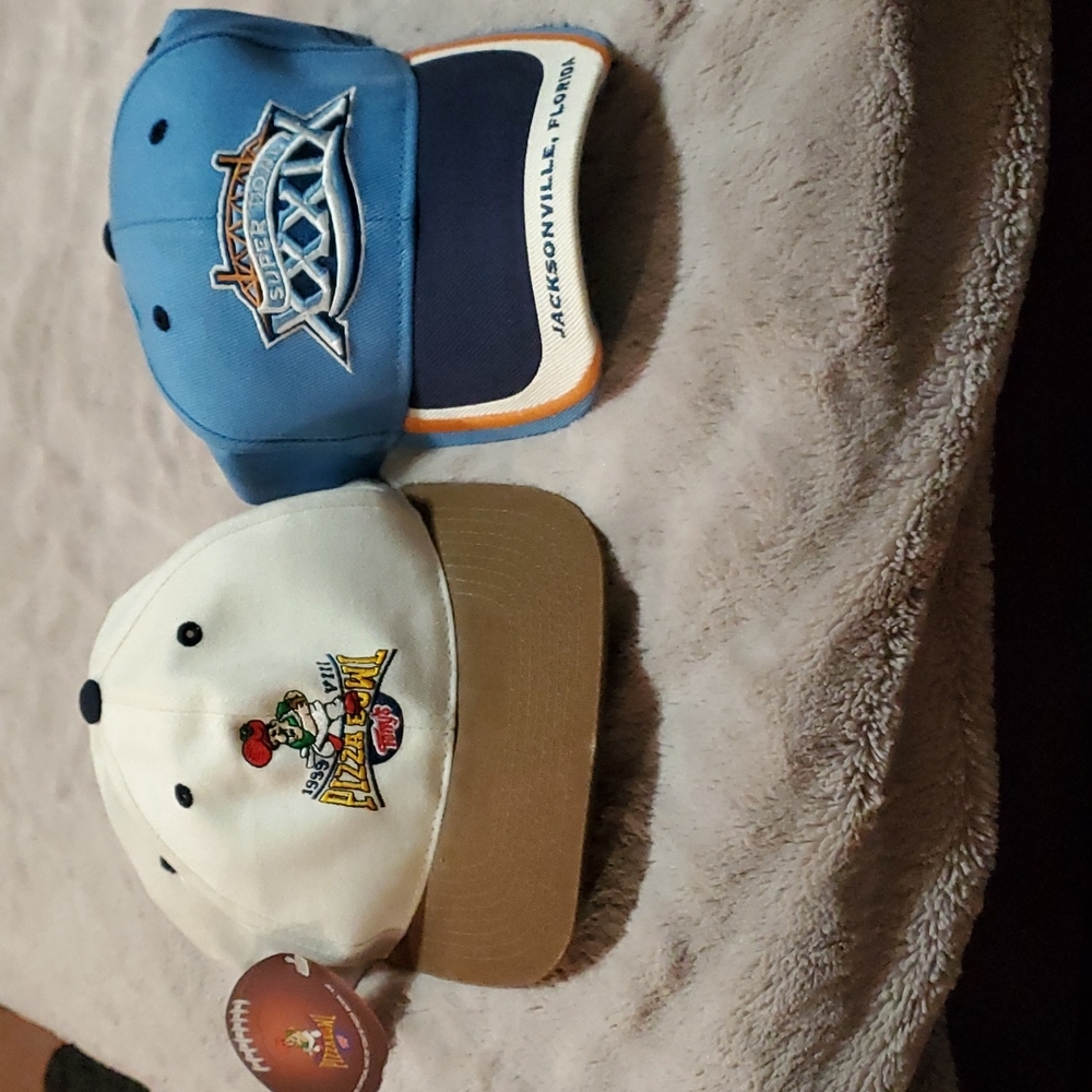Football hats LOT super bowl and Pizza Bowl